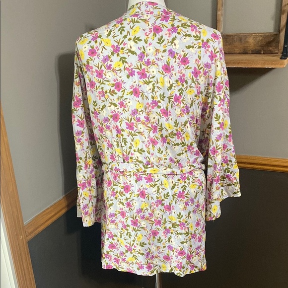 Mystree pink & green Floral Kimono Robe with Belt size m/L - Picture 6 of 10